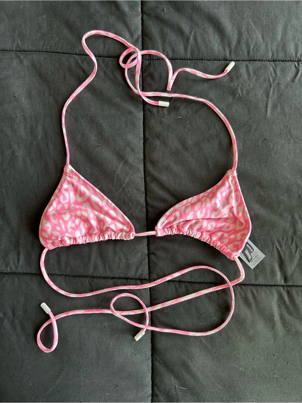 triangl swimwear Pink Leopard Print Triangle Bikini Top and Bottoms